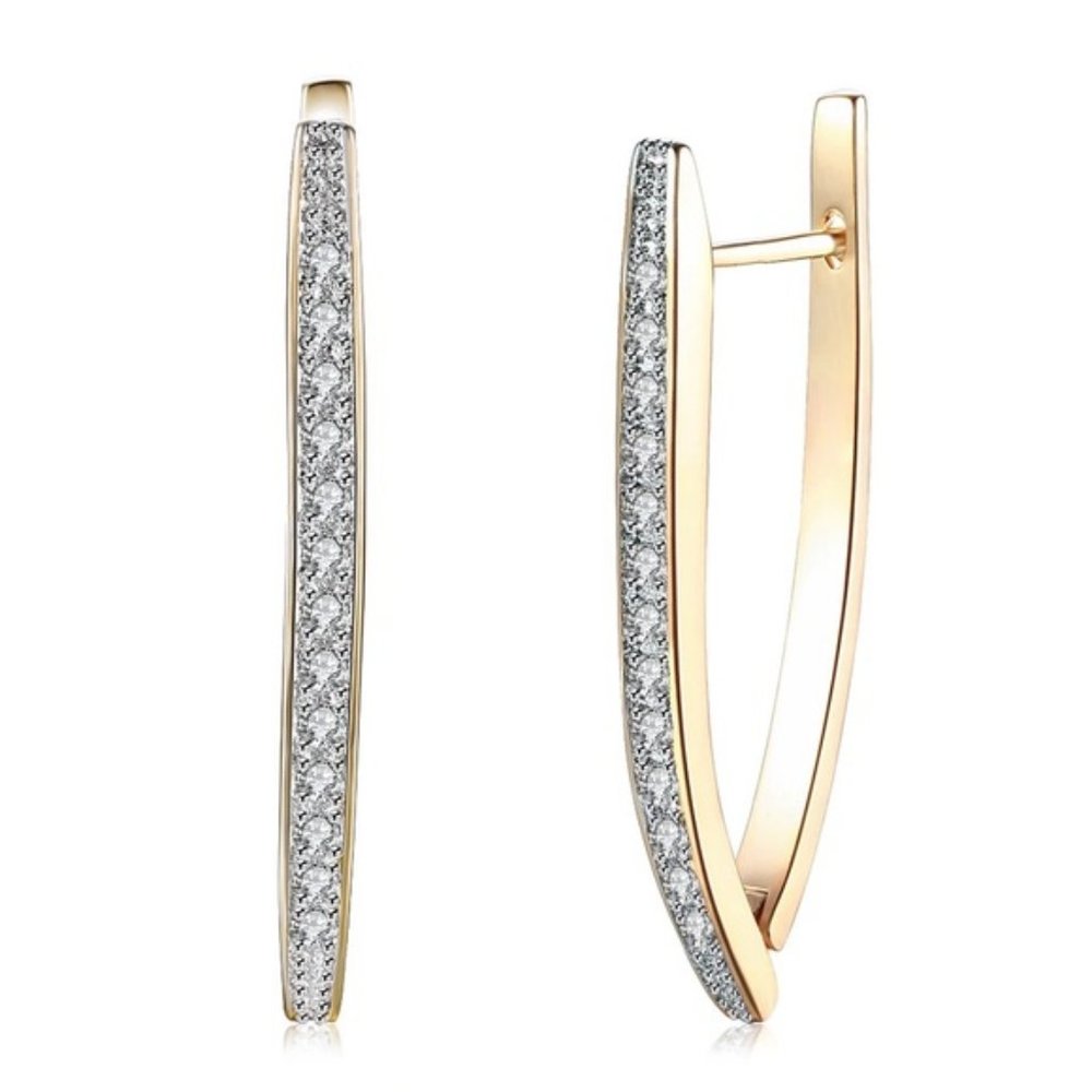 S925 Sterling Silver 37MM Gold/Rose Gold U Round Hoop Earrings For Women… - Picture 6 of 6